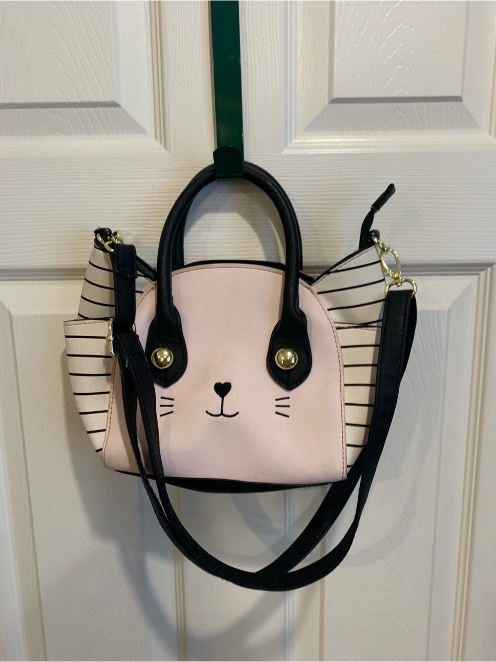 Betsey Johnson Playful Pink Cat Mini Satchel with Black Accents